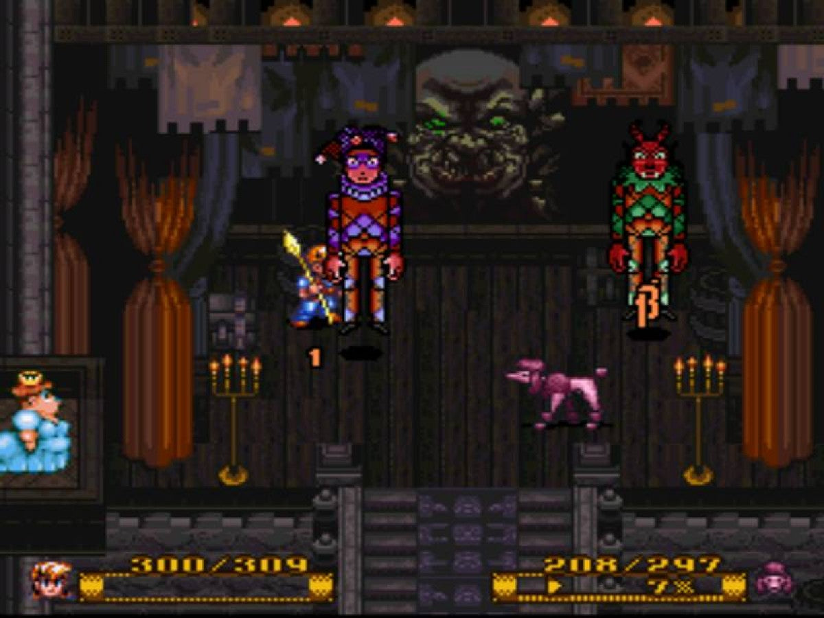 Secret of Evermore Super Nintendo SNES action RPG real time combat fantasy adventure alchemy system puzzle solving exploration Square Soft single player story driven retro 16 bit gaming Super Nintendo Entertainment System software video game title gameplay 