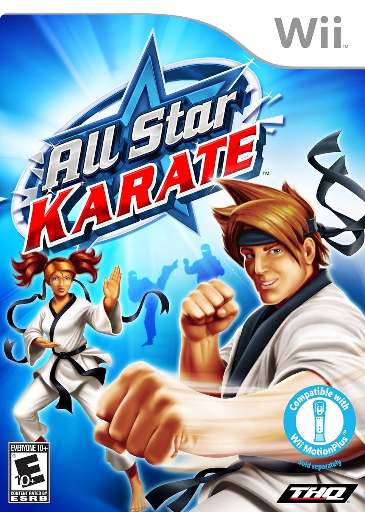 All Star Karate for Nintendo Wii, cover image for a martial arts sports video game with motion controls, karate training, family-friendly combat, and fitness-style gameplay