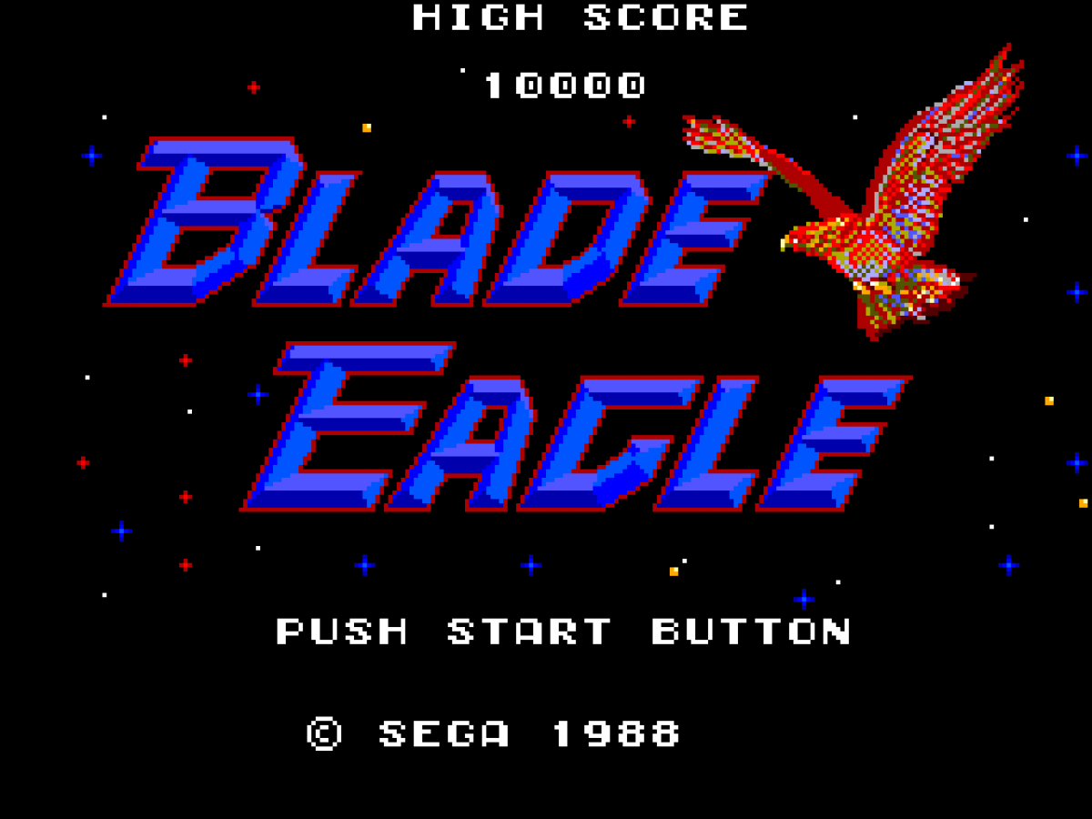 Blade Eagle 3D Sega Master System SMS for arcade shooting video game fans featuring 3D space combat futuristic environments enemy spacecraft fast paced shooting power ups weapon upgrades challenging stages and classic Sega Master System gameplay collectible retro gaming appeal gameplay