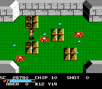 The Guardian Legend Nintendo Entertainment System NES for action adventure video game fans featuring sci fi exploration top down shooting side scrolling combat challenging enemies maze like environments power ups boss battles and classic Nintendo gameplay collectible gaming appeal gameplay