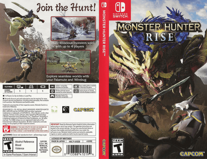 Monster Hunter Rise – Nintendo Switch (NS) Front and Back Cover Art for this NS video Game  