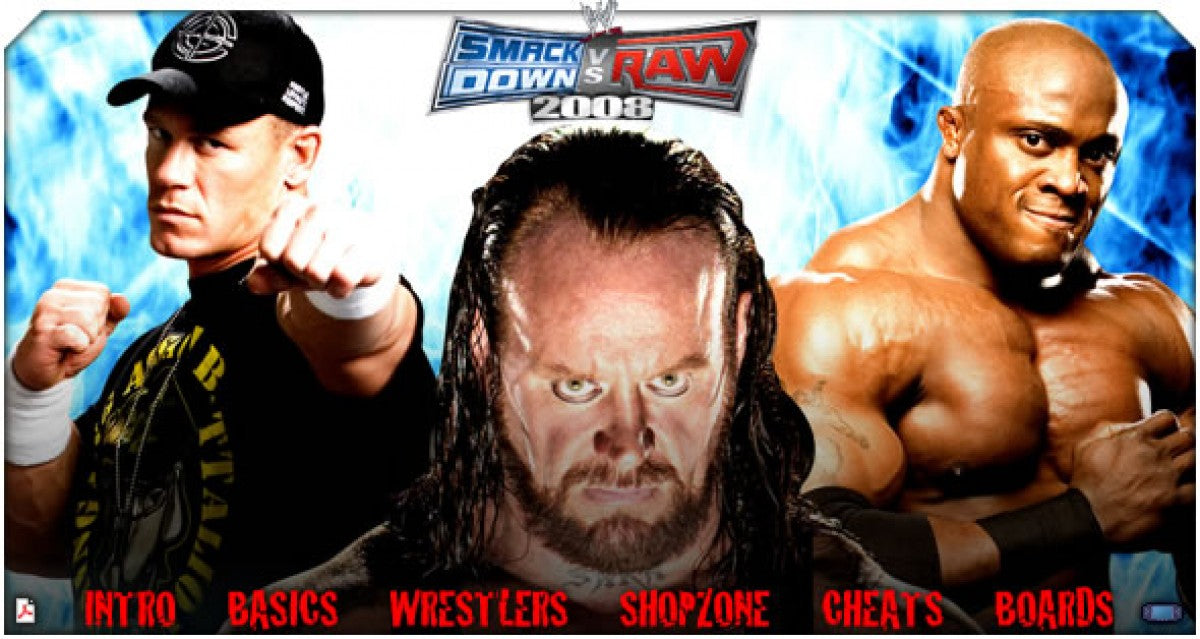 WWE SmackDown vs Raw 2008 Greatest Hits PlayStation Portable game featuring realistic wrestling gameplay, extensive WWE roster, and fast-paced sports entertainment action gamemode select screen