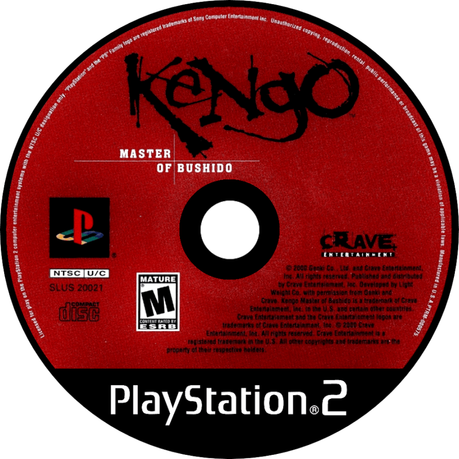 Kengo: Master of Bushido disc art for Playstation 2 (PS2) video game