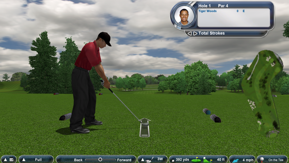 Tiger Woods PGA Tour 07 PlayStation 3 golf simulation video game UCAP lifelike player models Sixaxis motion control for ball spin expanded career mode 12 championship courses 15 PGA and LPGA pros including Annika Sorenstam next-gen graphics online tournaments Battle Golf and One-Ball multiplayer modes gameplay screenshot