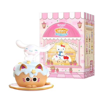 Nyammy Treats Sanrio Cafe Series Blind Box Sanrio collectible figure featuring cute cafe themed character designs adorable food inspired accessories pastel colors sweet dessert styling mystery surprise figure collectible toy kawaii character merchandise desk display shelf decor Sanrio fan collection and Japanese pop culture collectible appeal