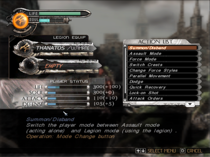 Chaos Legion for PlayStation 2 with dark fantasy action and strategic combat gameplay theme gameplay