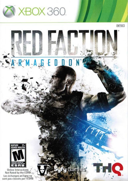 Retro Red Faction Armageddon Xbox 360 inspired design featuring sci fi third person shooter aesthetic vintage HD era Martian underground destruction geomod gameplay alien infestation explosive combat futuristic rebellion industrial ruins chaos nostalgic action game presentation cover art