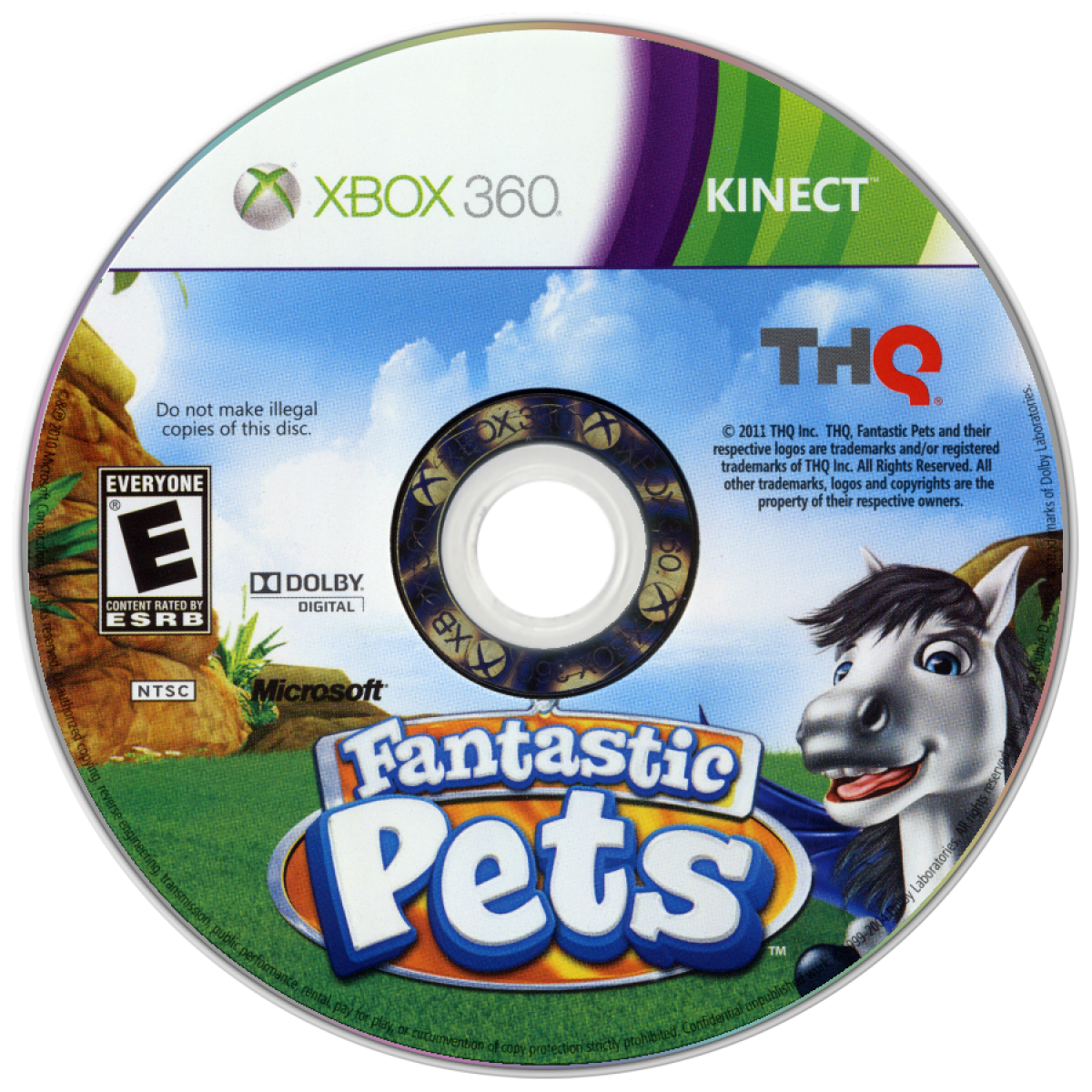 Fantastic Pets Xbox 360 Kinect pet raising exotic creatures dragons unicorns cat dog training minigames voice motion controls disc art