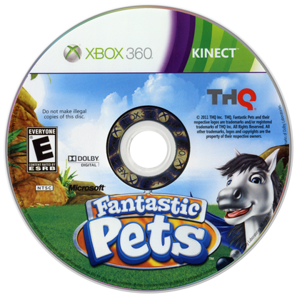 Fantastic Pets Xbox 360 Kinect pet raising exotic creatures dragons unicorns cat dog training minigames voice motion controls disc art