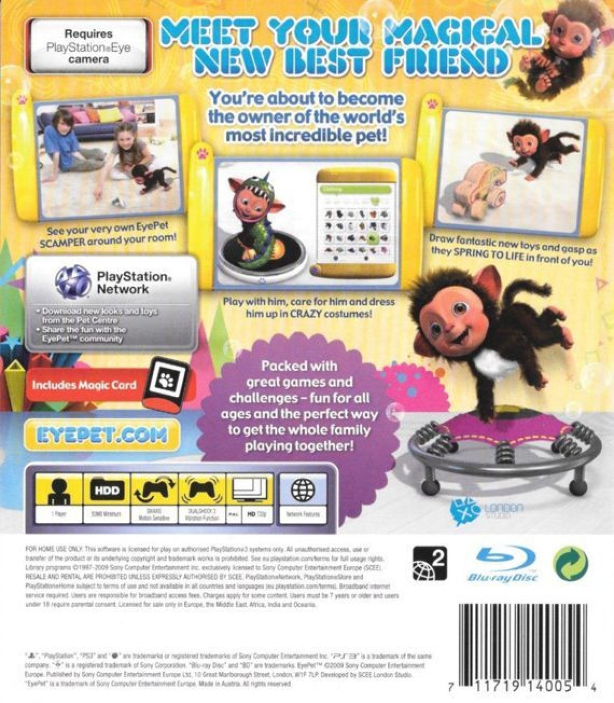 EyePet back cover art for PlayStation 3 PS3 video game