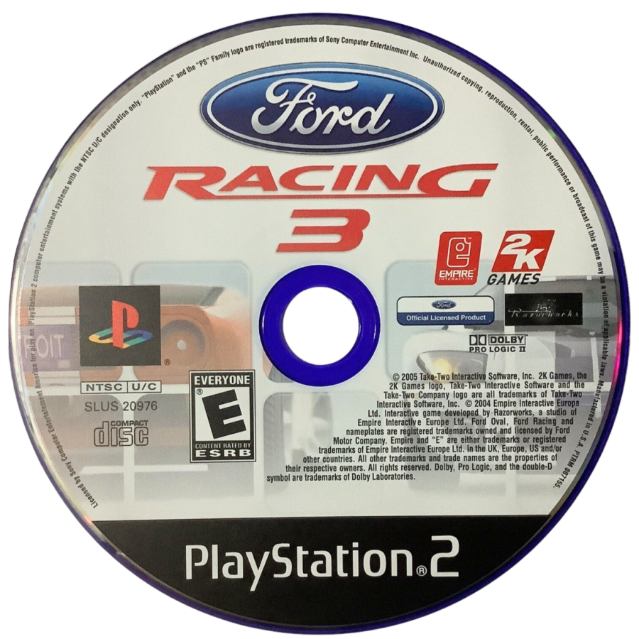 Ford Racing 3 disc for PlayStation 2 (PS2) Ford-licensed arcade-style racing video game