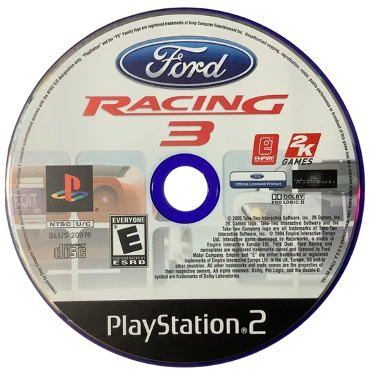 Ford Racing 3 disc for PlayStation 2 (PS2) Ford-licensed arcade-style racing video game