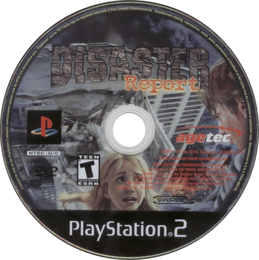 Disaster Report disc for PlayStation 2 (PS2) survival action-adventure video game