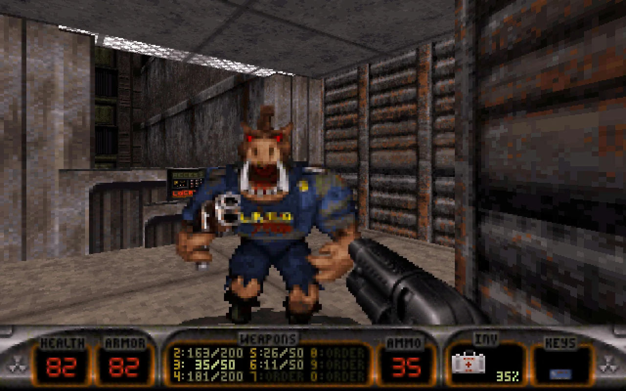 Duke Nukem 3D for Sega Saturn featuring classic retro first-person shooter action in a sci-fi setting gameplay