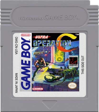 Operation C cartridge art for Game Boy (GB) video game