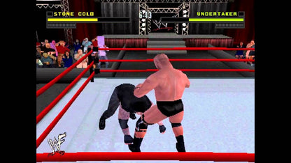 WWF Attitude game for the Sega Dreamcast featuring professional wrestling gameplay with licensed WWF superstars grappling moves signature finishers career mode and multiplayer matches in arcade style wrestling arenas gameplay 