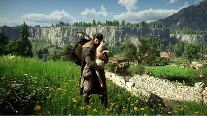 Crimson Desert PS5 inspired design featuring epic open world fantasy action adventure aesthetic vast medieval landscapes intense sword combat mythical creatures immersive exploration dynamic warfare cinematic next generation role playing experience presentation gameplay 