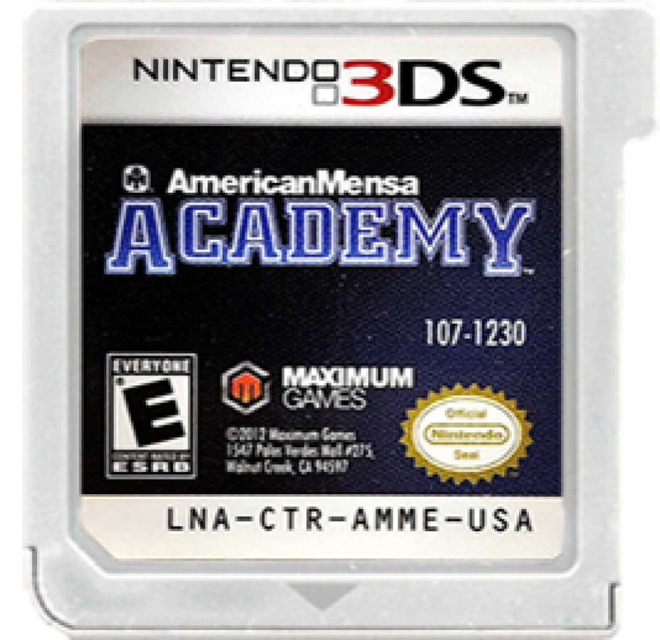 American Mensa Academy cartridge for Nintendo 3DS (3DS) educational puzzle video game