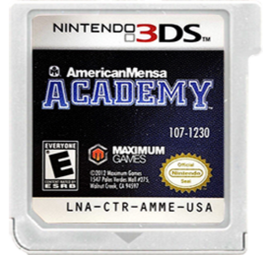 American Mensa Academy cartridge for Nintendo 3DS (3DS) educational puzzle video game