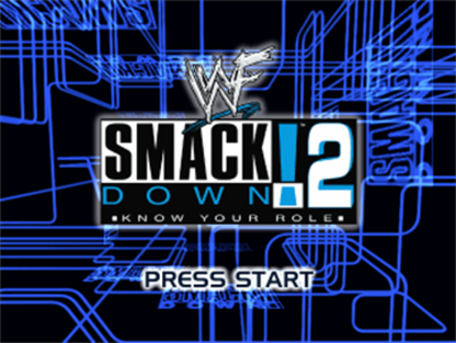 WWF SmackDown! 2: Know Your Role start screen for PlayStation 1 (PS1) wrestling video game