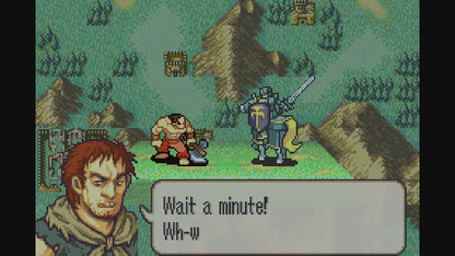 Fire Emblem: The Sacred Stones cartridge for the Game Boy Advance featuring tactical RPG gameplay with grid based battles character recruitment permadeath mechanics and a fantasy storyline set in the continent of Magvel gameplay