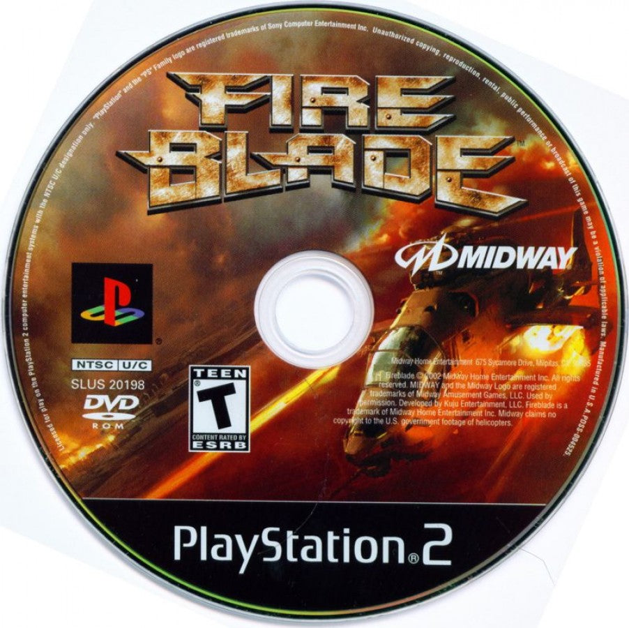 Fire Blade PS2 PlayStation 2 helicopter combat action game aerial shooter military missions arcade flight combat retro video game disc