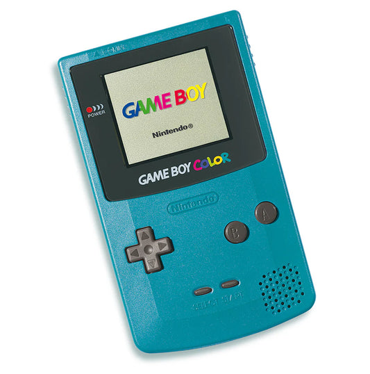 Game Boy Color Teal handheld console with replacement battery back