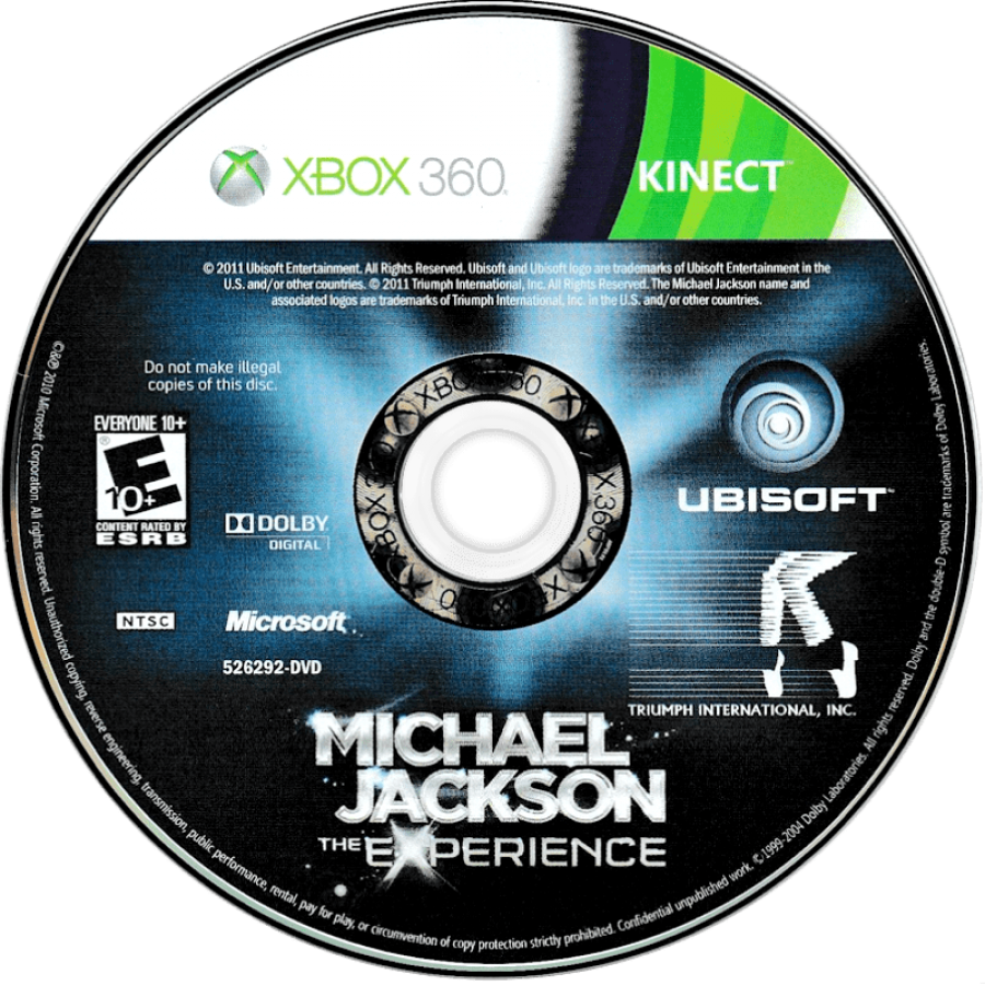 Michael Jackson: The Experience disc for Xbox 360 (X360) motion-controlled dance rhythm video game