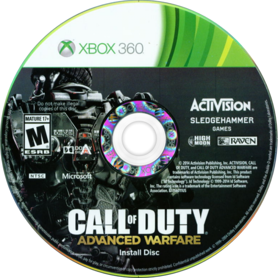 Call of Duty: Advanced Warfare disc art for Xbox 360 (X360) first-person shooter video game