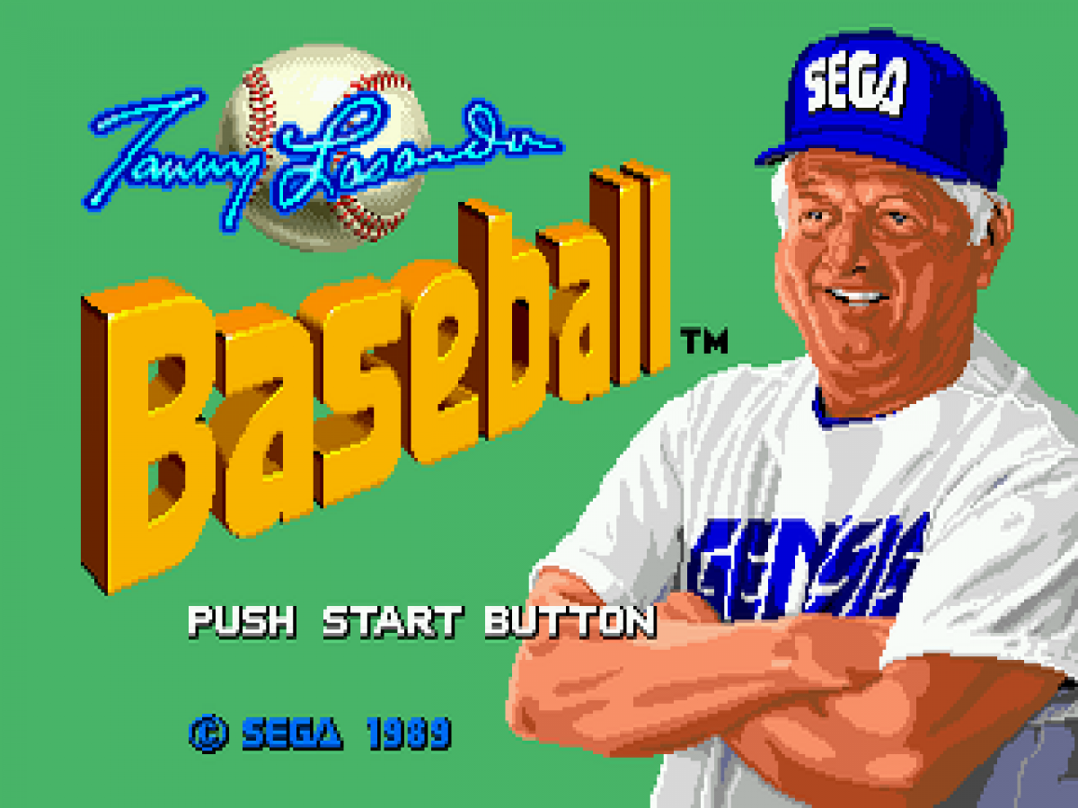 Tommy Lasorda Baseball title screen for Sega Genesis (GEN) video game