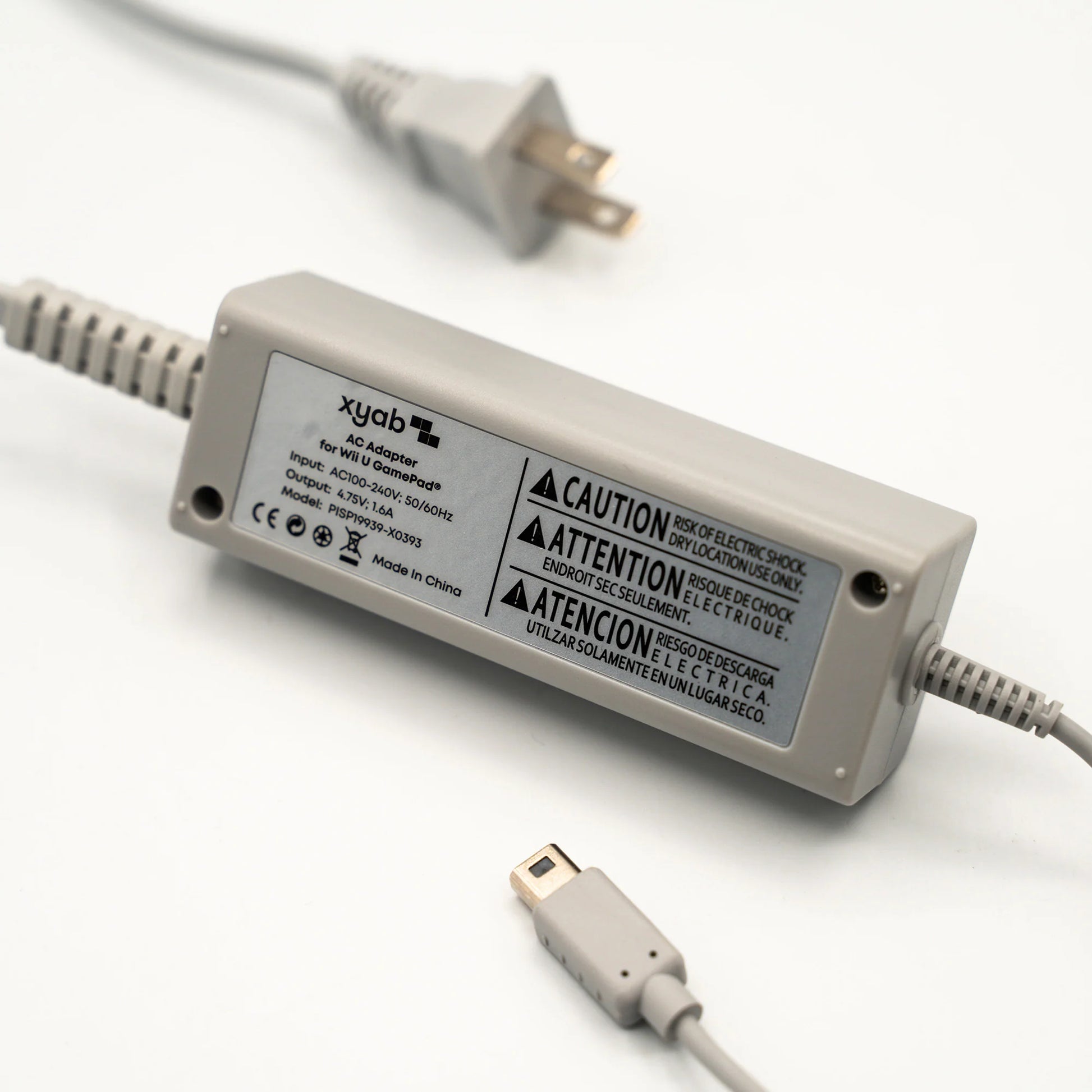 Wii U GamePad AC Adapter inspired design featuring Nintendo handheld controller charging accessory aesthetic reliable power supply replacement hardware convenient charging connection essential gaming setup compatible Wii U GamePad presentation cable back