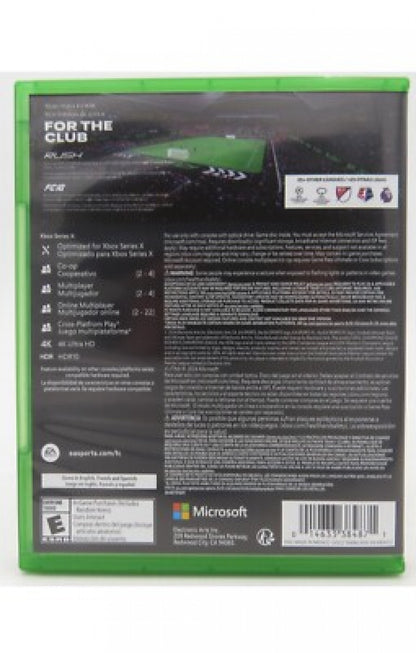 EA Sports FC 25 Xbox Series X video game, soccer sports simulation, realistic gameplay, multiplayer modes, next-generation console title back cover
