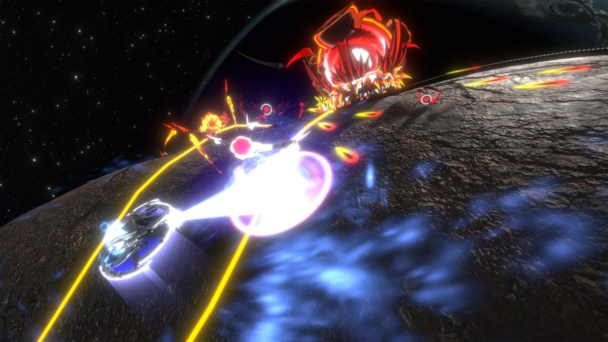 Curved Space – PlayStation 4 (PS4) video game gameplay, twin-stick shooter by Only By Midnight