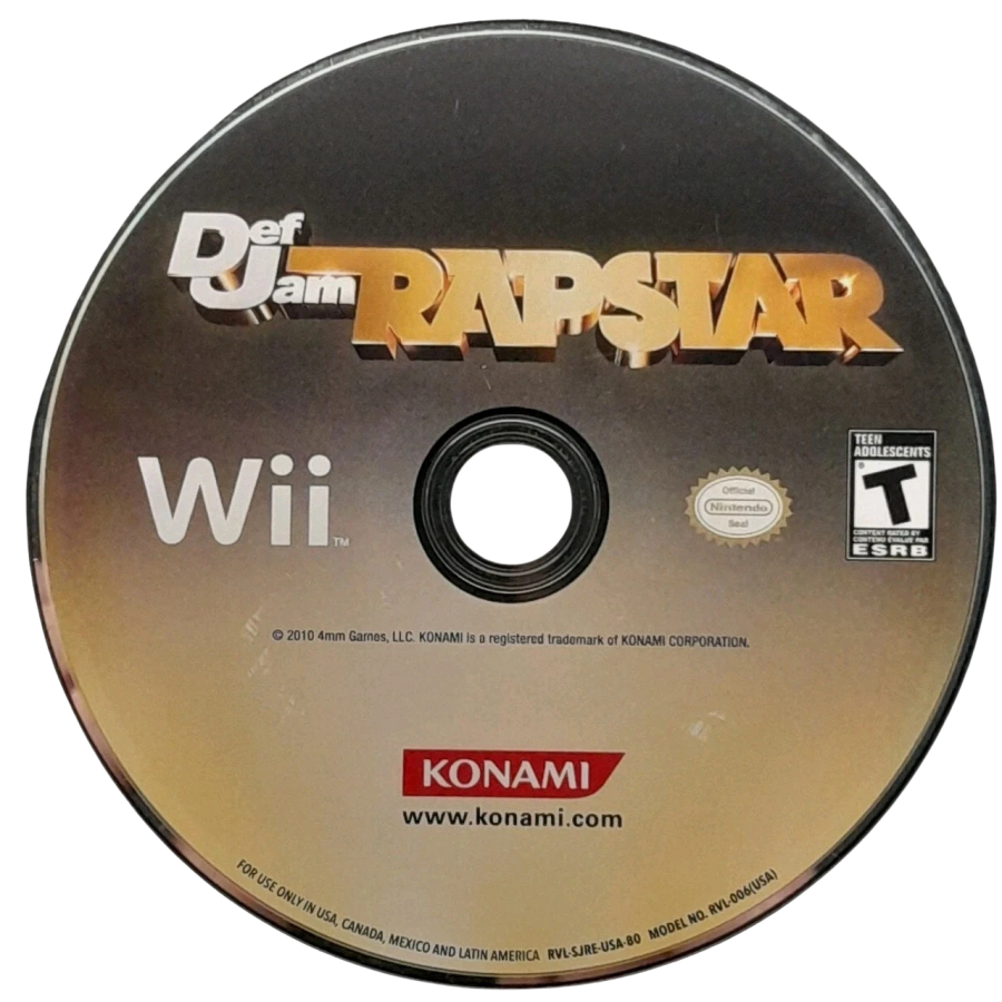 Def Jam Rapstar disc for Nintendo Wii (Wii) video game