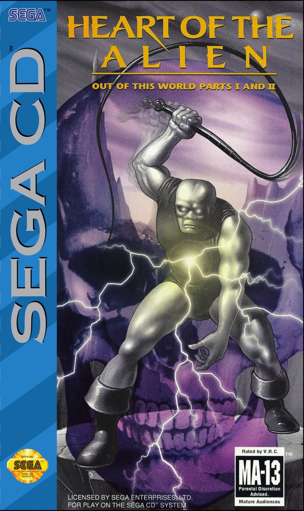 Heart of the Alien Sega CD cinematic platformer sequel to Another World Out of This World alien protagonist side scrolling puzzle platforming sci fi storytelling rotoscope animation atmospheric gameplay retro gaming Sega CD software video game title cover art