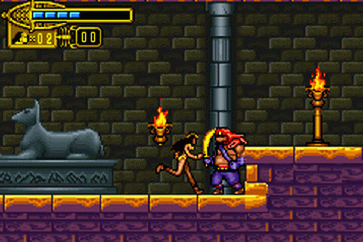 The Scorpion King Sword of Osiris Game Boy Advance GBA action adventure video game featuring Mathayus sword combat ancient Egyptian environments platforming enemies boss battles powerful attacks treasure exploration challenging levels and classic Game Boy Advance GBA gameplay collectible retro gaming appeal gameplay