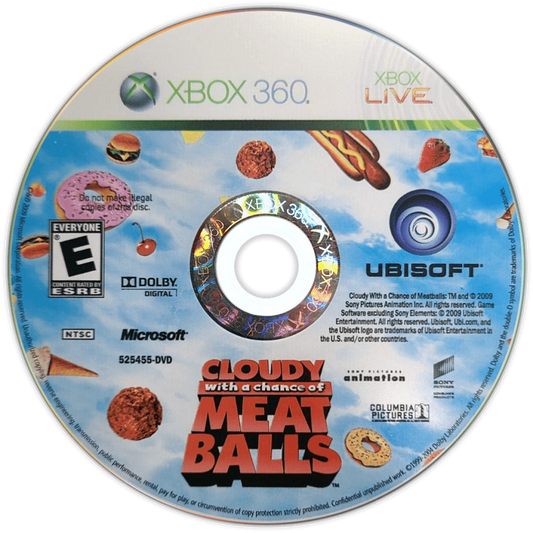 Cloudy with a Chance of Meatballs disc for Xbox 360 (X360) action-adventure movie tie-in video game
