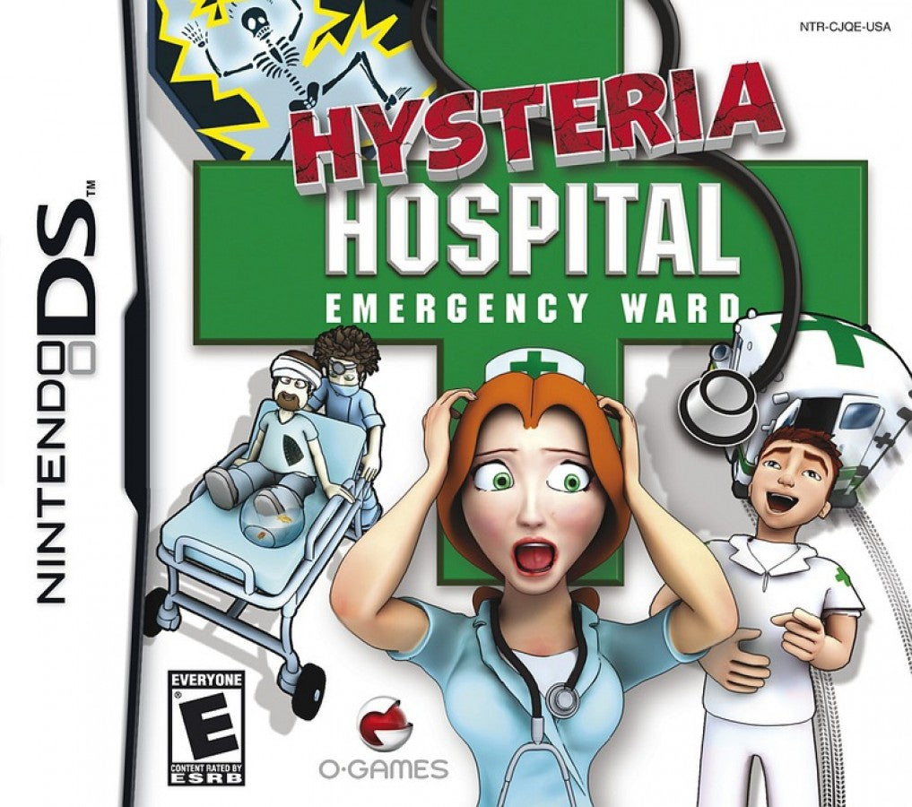 Hysteria Hospital Emergency Ward Nintendo DS for simulation video game fans featuring hospital management gameplay patient care challenges medical emergencies time management tasks touch screen controls colorful characters strategic planning family friendly handheld entertainment collectible gaming appeal front cover art