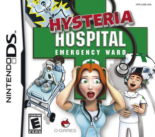 Hysteria Hospital Emergency Ward Nintendo DS for simulation video game fans featuring hospital management gameplay patient care challenges medical emergencies time management tasks touch screen controls colorful characters strategic planning family friendly handheld entertainment collectible gaming appeal front cover art