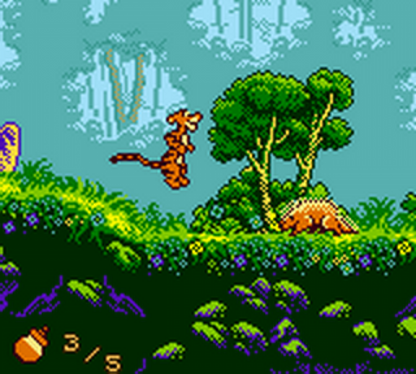 Disney’s Pooh and Tigger’s Hunny Safari for Game Boy Color, gameplay for an educational adventure video game with mini-games, exploration, puzzle-solving, and family-friendly gameplay
