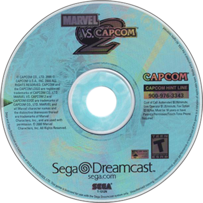 Marvel vs. Capcom 2 Dreamcast featuring fast-paced 2D fighting gameplay with iconic Marvel and Capcom characters disc