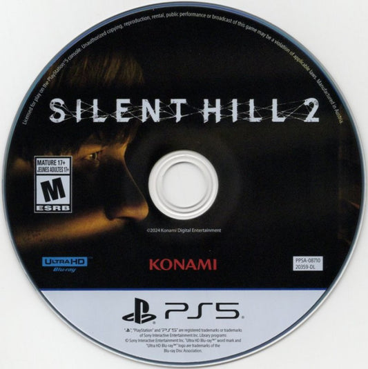 Silent Hill 2 PS5 game featuring psychological horror, atmospheric survival gameplay, and a chilling, story-driven experience on PlayStation 5 disc