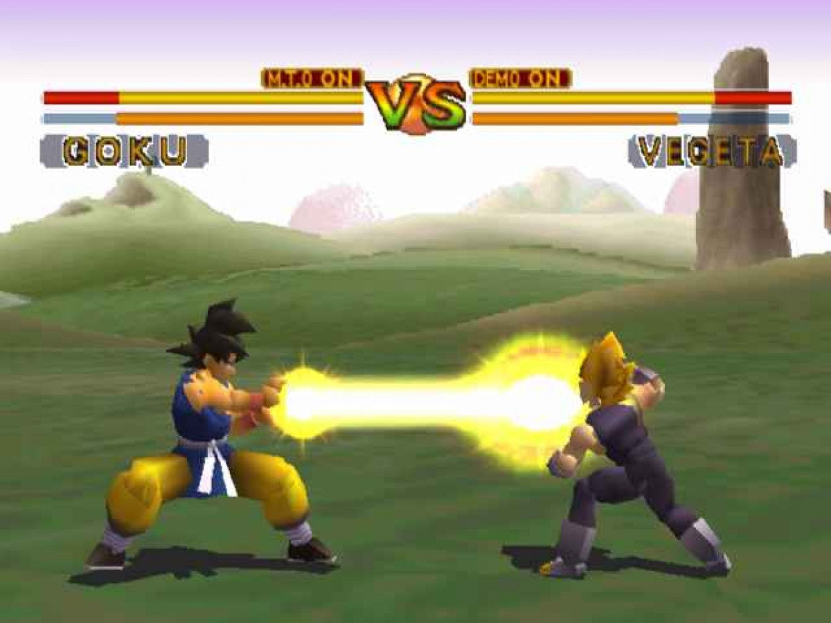 Dragon Ball GT Final Bout PS1 Bandai version anime fighting game based on Dragon Ball GT 3D arena combat Super Saiyan characters energy attacks versus battles Japanese and North American Bandai release retro gaming PlayStation software video game title gameplay