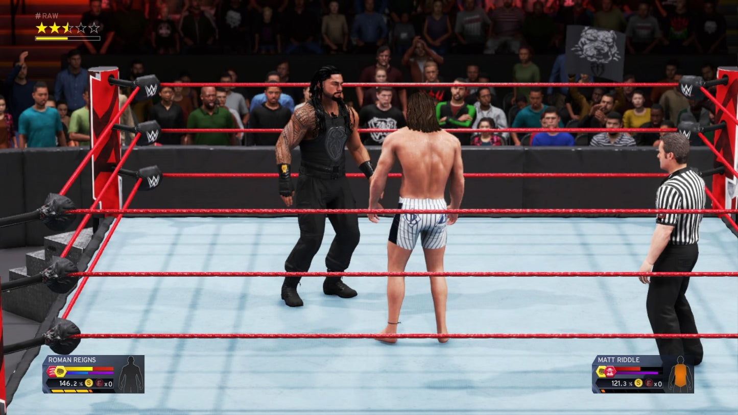 WWE 2K20 Xbox One video game, professional wrestling sports simulation, WWE superstars and career modes, multiplayer gameplay, console title gameplay screenshot