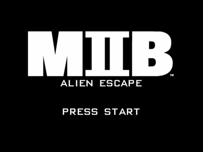 Men in Black II Alien Escape GameCube GC video game, third-person shooter, sci-fi action, movie tie-in, adventure gameplay, Nintendo GameCube title main menu