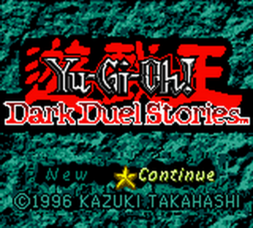 Yu-Gi-Oh Dark Duel Stories Game Boy Color GBC title screen for retro video game enthusiasts featuring trading card battle gameplay strategic deck building turn based dueling mechanics anime inspired monster summoning fantasy combat systems and collectible gaming appeal