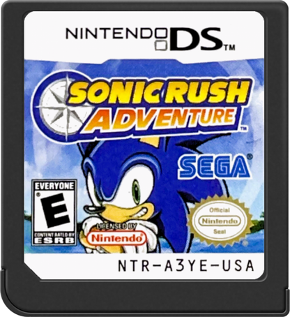 Sonic Rush Adventure Nintendo DS for retro video game enthusiasts featuring high speed side scrolling platforming gameplay Sonic and Blaze adventures fast paced action colorful stages boss battles touchscreen features and collectible gaming appeal cartridge 
