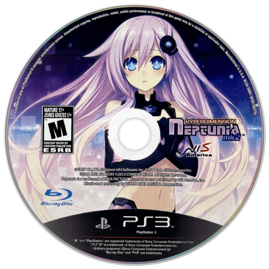 Hyperdimension Neptunia MK2 disc for PlayStation 3 (PS3) video game