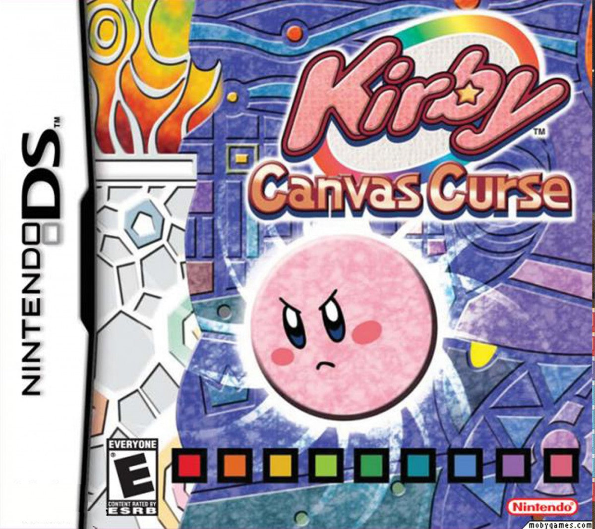 Retro Kirby Canvas Curse Nintendo DS inspired design featuring colorful touch screen platform gameplay aesthetic classic Nintendo handheld adventure stylus controlled rolling action whimsical dream world charm vibrant cartoon visuals nostalgic portable gaming presentation front cover