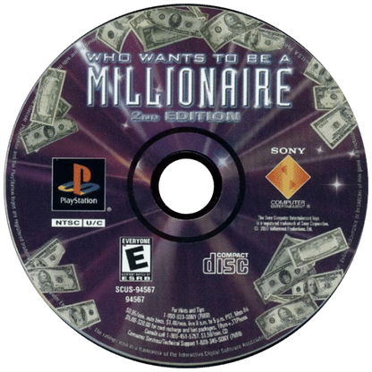 Who Wants To Be A Millionaire: 2nd Edition disc for PlayStation 1 (PS1) quiz show video game